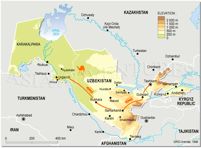 Map of tour 'Classic Uzbekistan'
