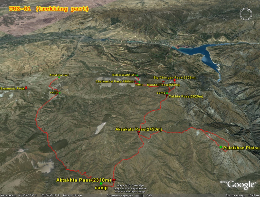 Map of tour 'Along the paths of South-West Tien Shan'